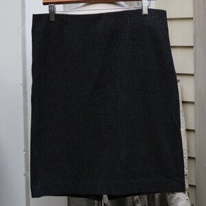J Jill Black & Grey Mini Gingham Plaid Stretch Ponte Pull On Pencil Skirt Sz MED